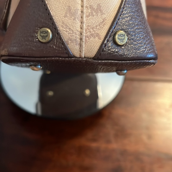 MCM Visetos Mini Handbg Leather and Canvas Brown/Tan - Picture 5 of 17